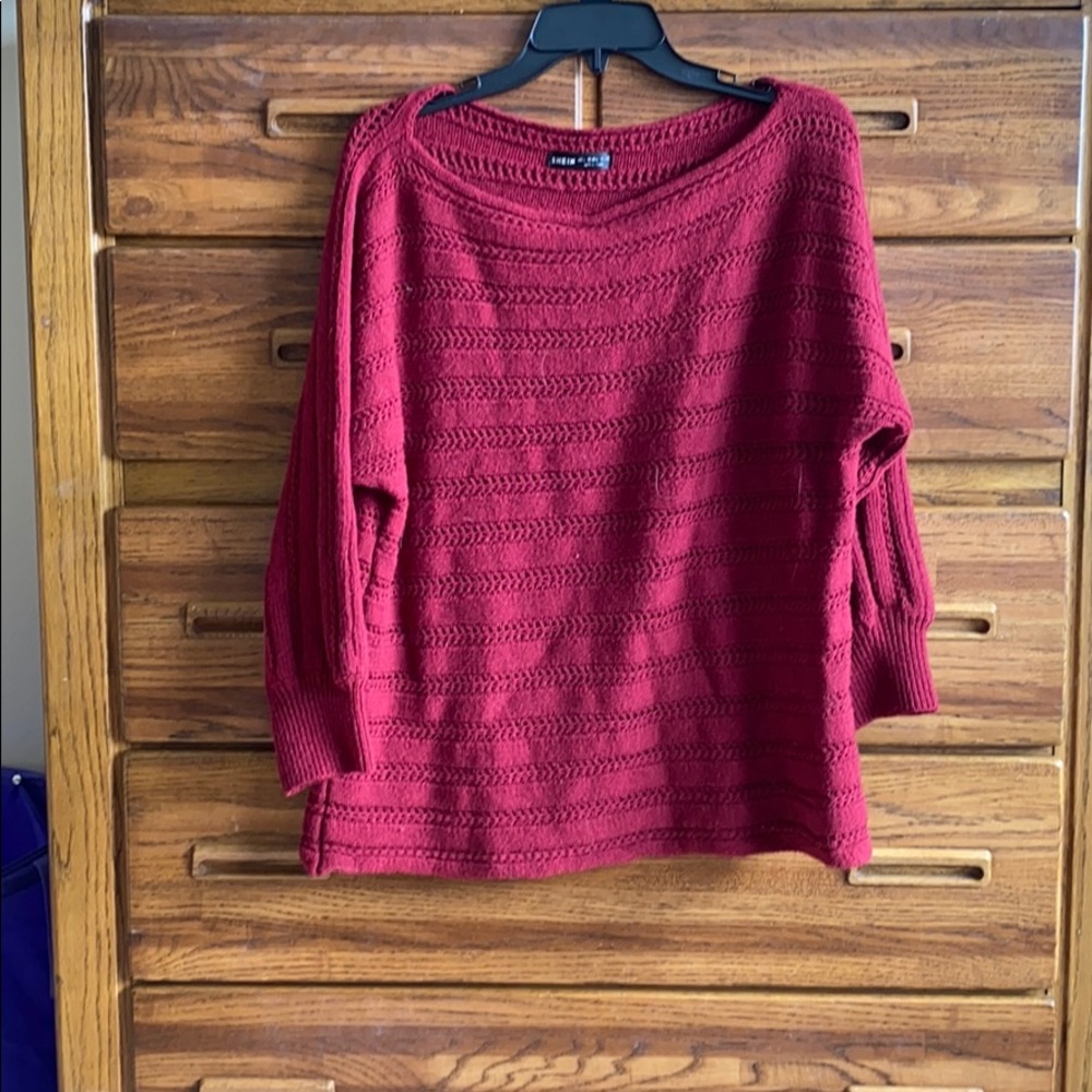 Shein red off the shoulder sweater